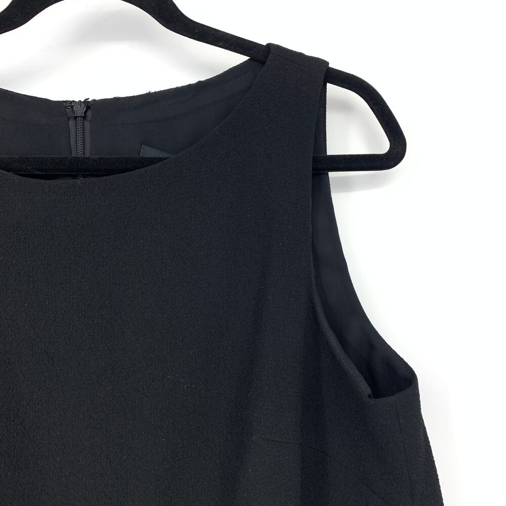Carmen Marc Valvo Sleeveless Crepe Blouse Womens Sz XL Black Beaded Sheer Trim - Picture 3 of 7